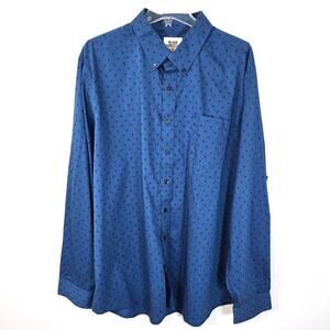 Lands End Blake Shelton Shirt Men's XXLT Blue Black Bird Print Casual Classic